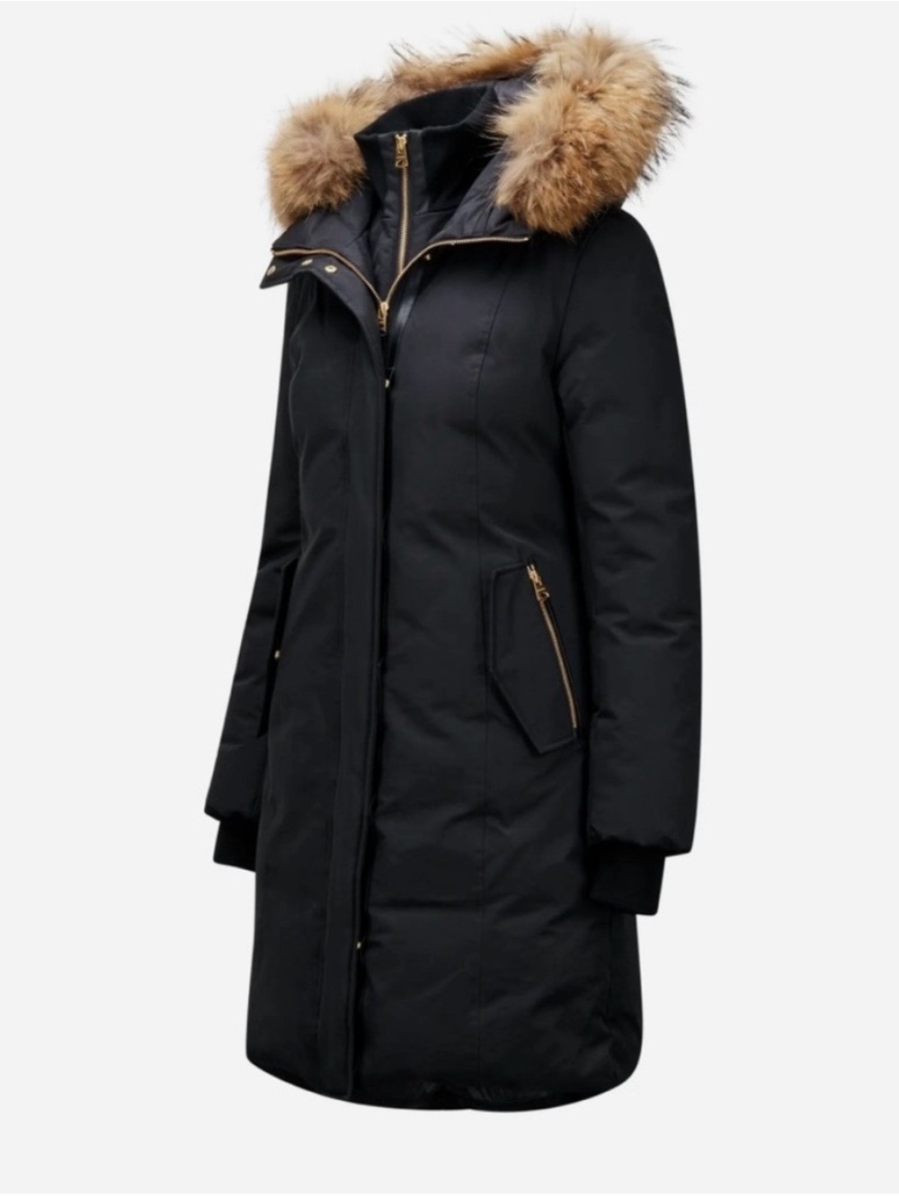 EUC - Mackage Harlow Women’s Black Long Parka with Fur Hood